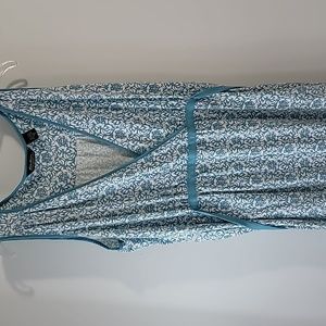 Eddie Bauer Teal / White Sleeveless Dress